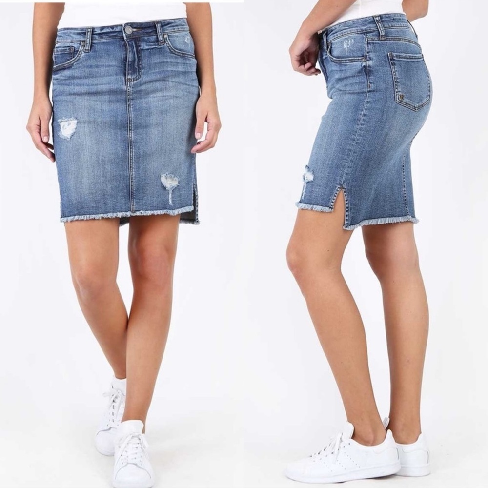 Kut From the Kloth Connie hi low denim jean pencil skirt